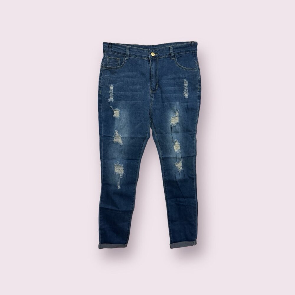 Hungson Blue Size 10 Skinny Stretch Ripped Distressed Denim Pants